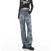 Ästhetische Jeans mit Sternen-Waschung